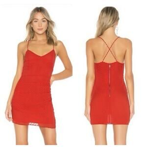 Alice + Olivia Daria Swiss Dot Ruched Dress Poppy Red Silk Size 10 Cocktail Q15